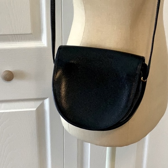 NINA RICCI- Navy Blue Leather- Shoulder/Crossbody Bag- Snap Closure- Inner zip - Picture 4 of 7